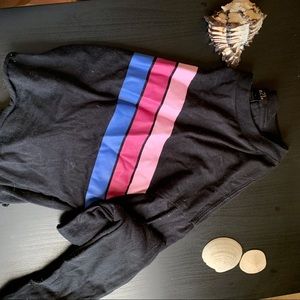 Rue21 Striped Black Cropped Long Sleeve